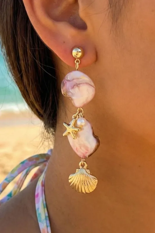 Pearl And Sea Charms Drop Earrings made by Fame Accessories