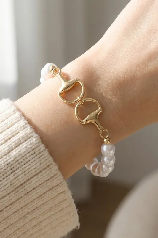Equestrian Pearl Stretch Bracelet made by Fame Accessories