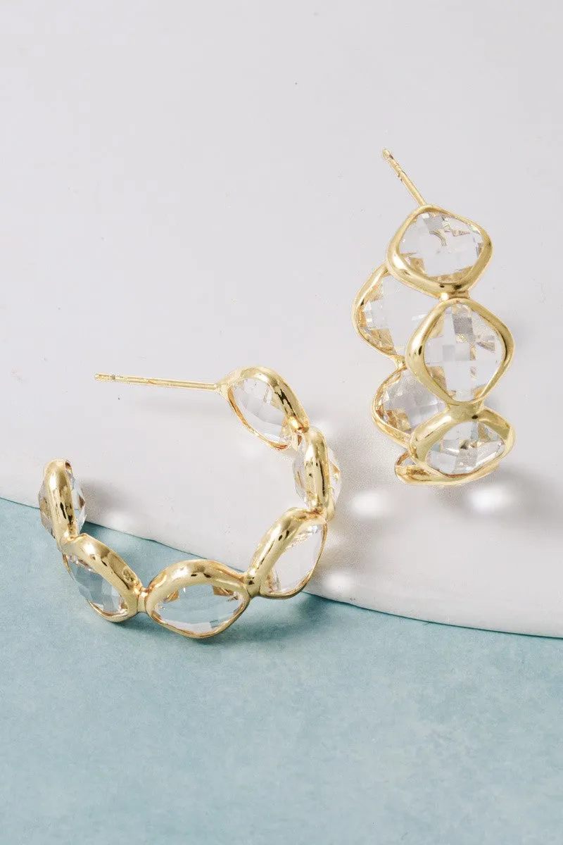 Glass Stone Huggie Hoops sold by Bella Rose boutique product image thumbnail 3