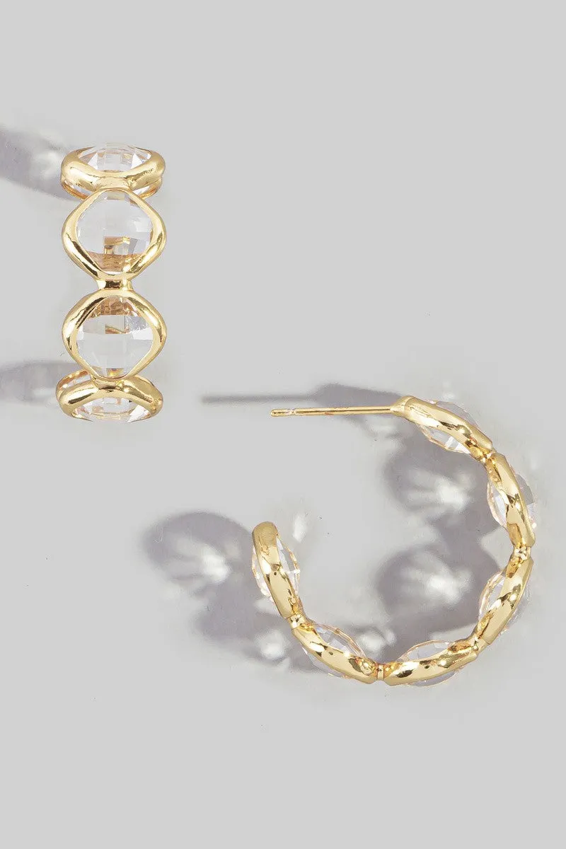 Glass Stone Huggie Hoops sold by Bella Rose boutique product image thumbnail 2