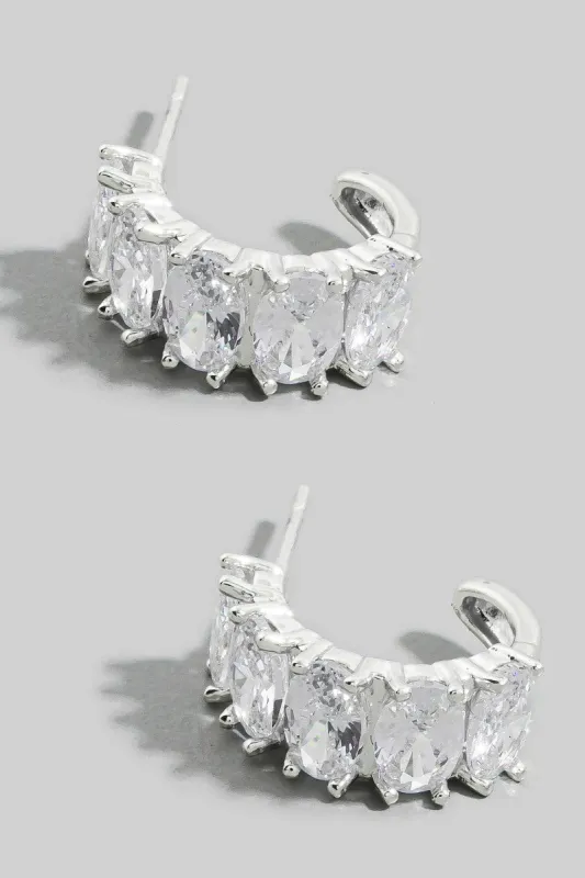 Oval Tennis Hoop Earrings made by Fame Accessories