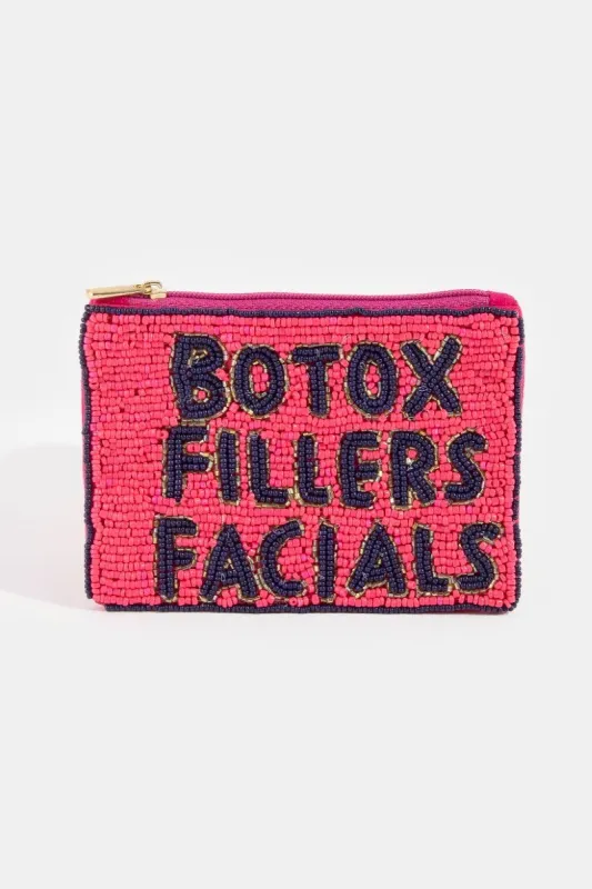 Botox Fillers Facials Beaded Coin Pouch made by Fame Accessories