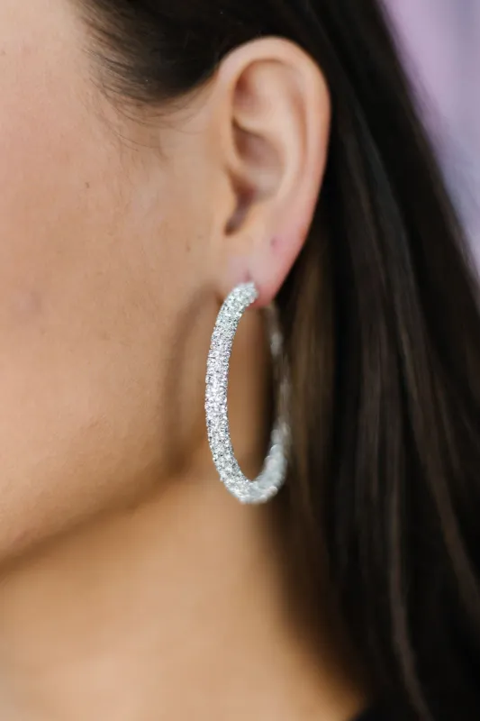 55MM Crystal Embellished Hoop Earrings sold by Bella Rose boutique