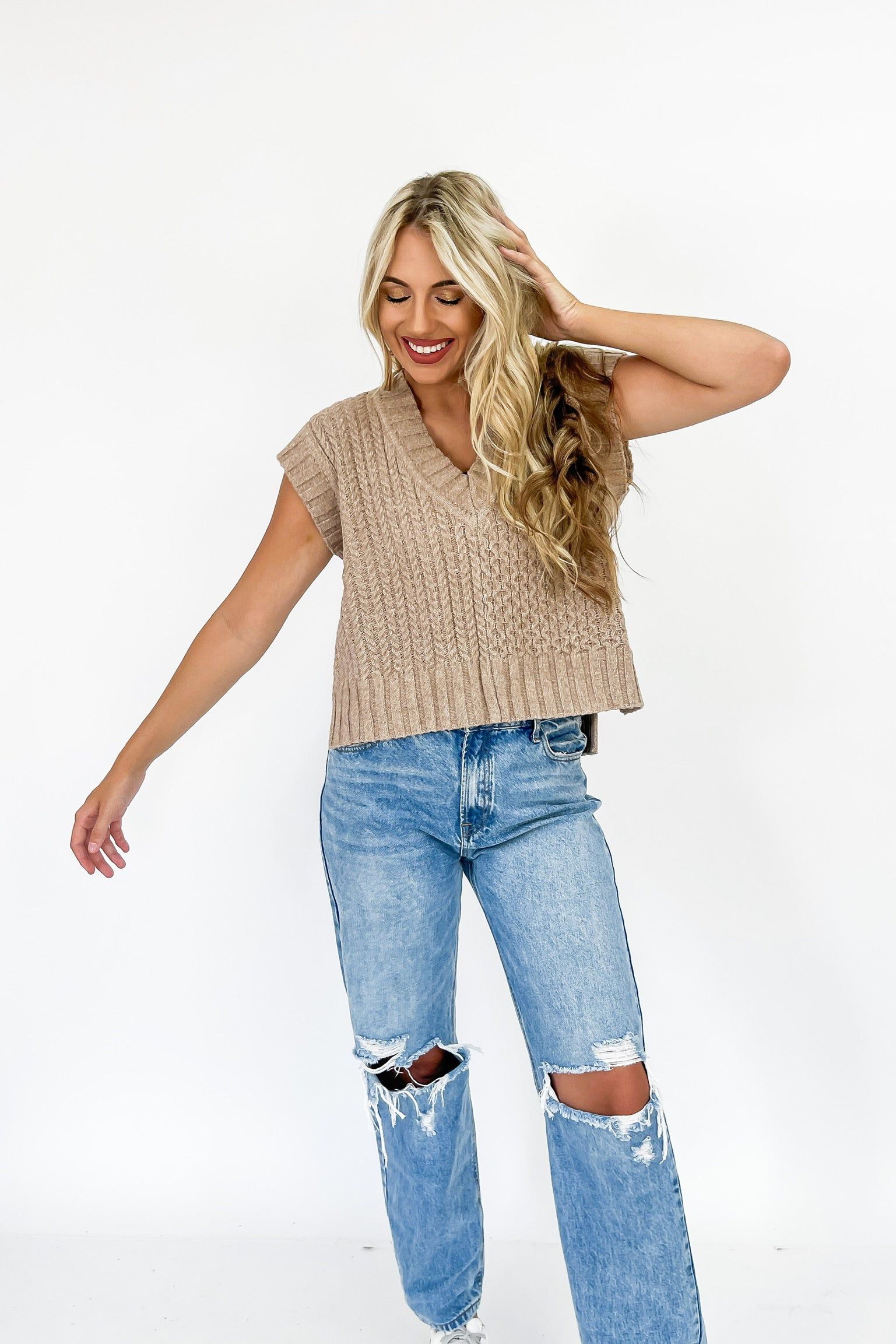 RESTOCK: Easing Into Fall Sweater Vest sold by Bella Rose boutique product image thumbnail 4