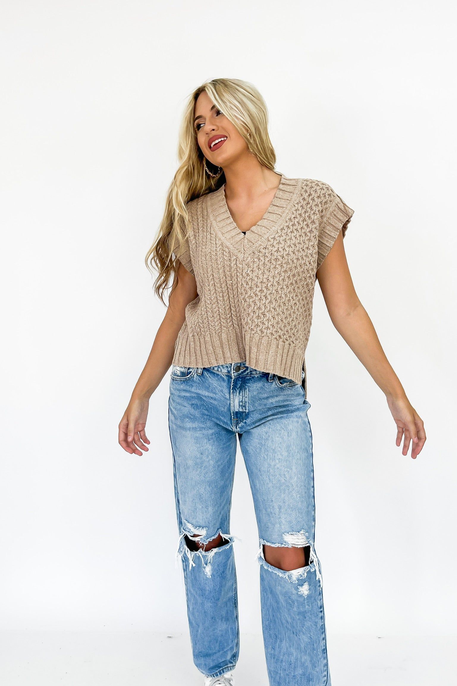 RESTOCK: Easing Into Fall Sweater Vest sold by Bella Rose boutique product image thumbnail 2