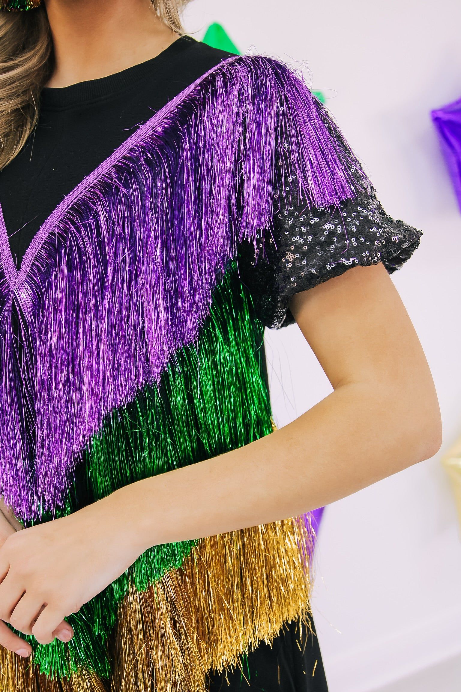 Fat Tuesday in New Orleans Embellished Mini Dress sold by Bella Rose boutique product image thumbnail 5