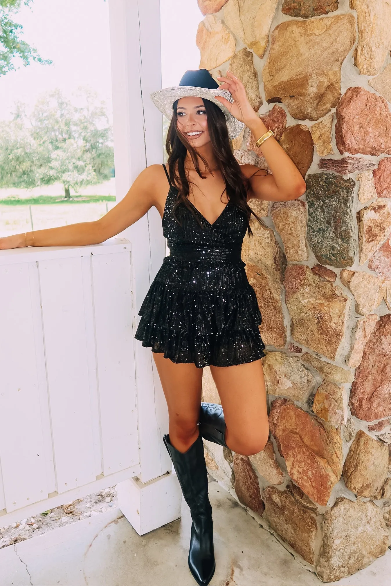 Risky Business Sequin Romper sold by Bella Rose boutique product image thumbnail 5