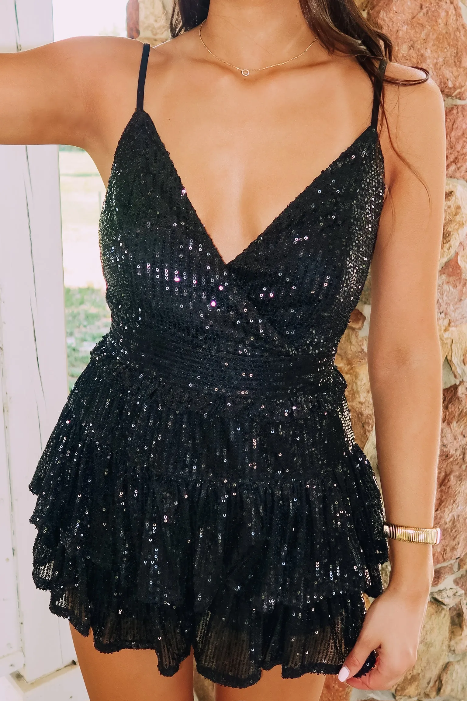 Risky Business Sequin Romper sold by Bella Rose boutique product image thumbnail 2