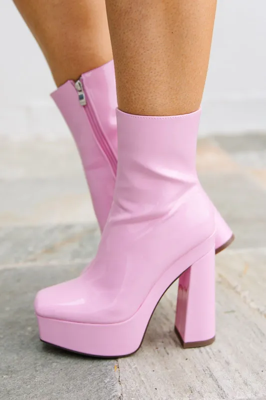 Step Aside Glossy Platform Booties sold by Bella Rose boutique