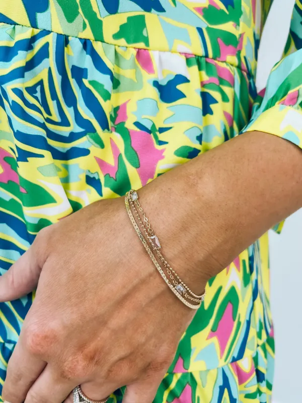 Glittering Impulse Gold Chain Bracelet sold by Bella Rose boutique