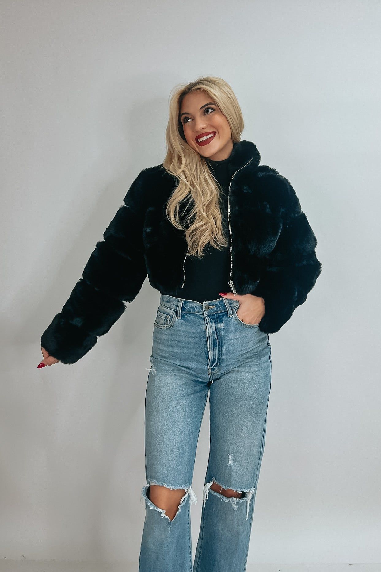 Glam Attitude Faux Fur Jacket sold by Bella Rose boutique product image thumbnail 3