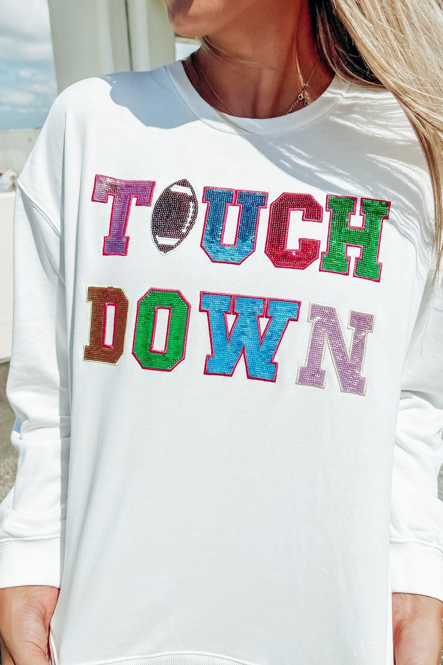 Touchdown Sequin Sweatshirt sold by Bella Rose boutique product image thumbnail 4