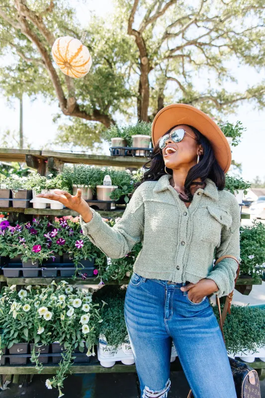 Fuzzy Feelings Crop Shacket (LAST ONE - SIZE SMALL) sold by Bella Rose boutique