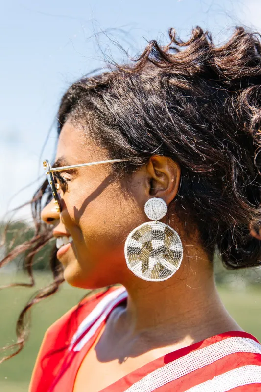 Seed Bead Pattern Disc Drop Earrings sold by Bella Rose boutique