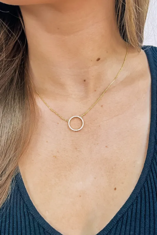 Forever And Always Pave Circle Necklace sold by Bella Rose boutique