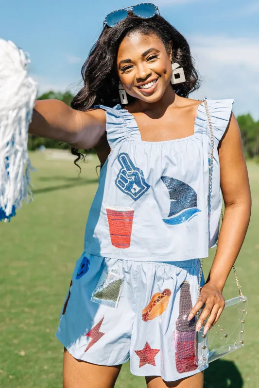 QUEEN OF SPARKLES: Game Day Necessities Embellished Top sold by Bella Rose boutique