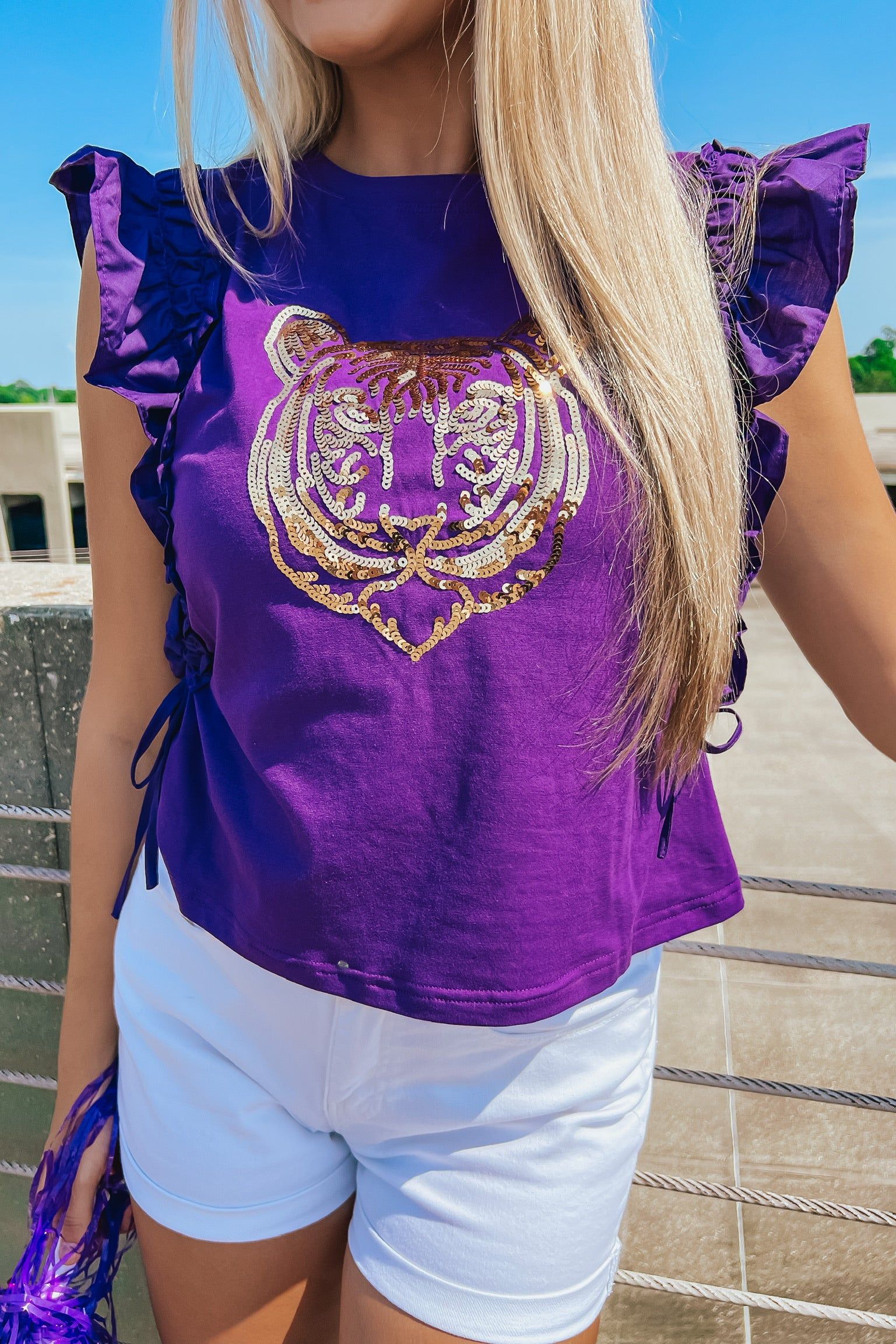 Ruffle Sleeve Sequin Top sold by Bella Rose boutique product image thumbnail 3