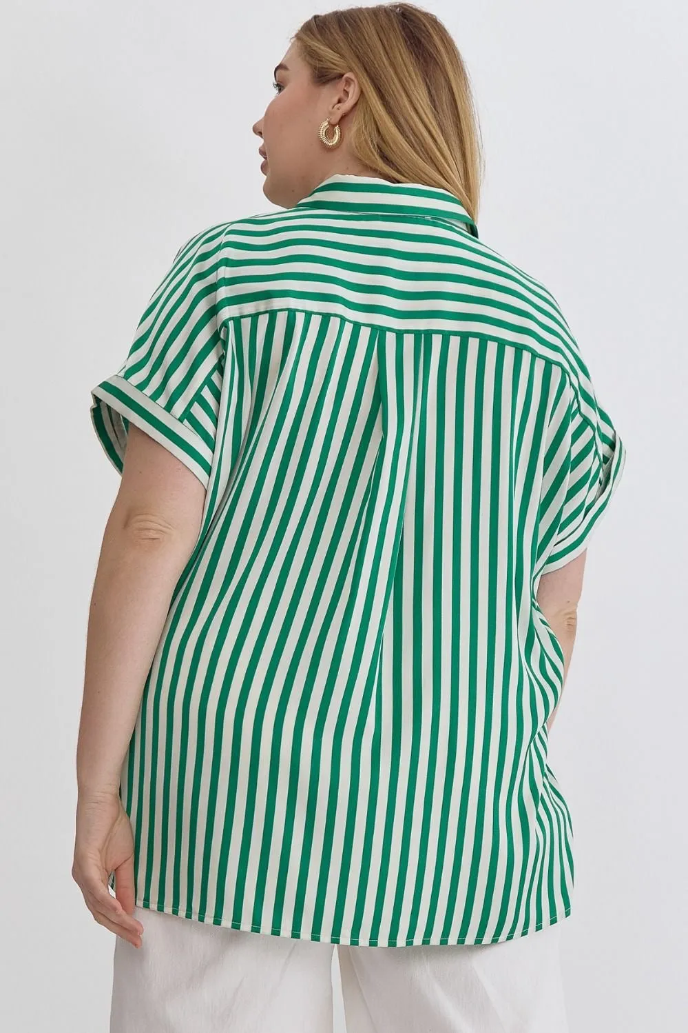 CURVY: Down To Business Striped Blouse sold by Bella Rose boutique product image thumbnail 3