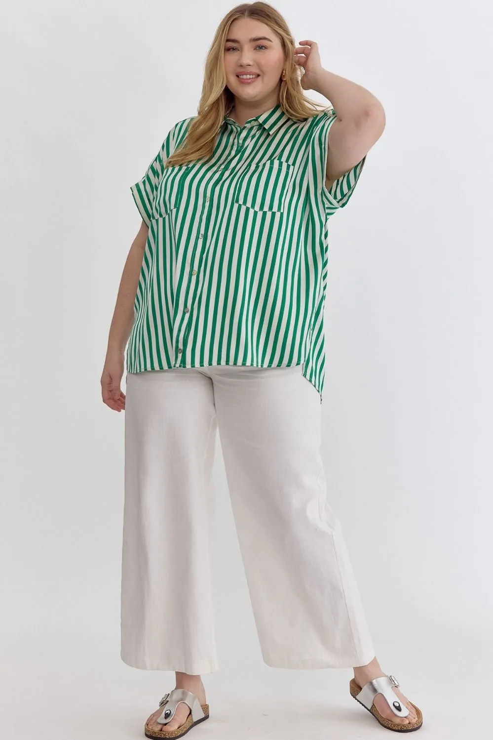 CURVY: Down To Business Striped Blouse sold by Bella Rose boutique product image thumbnail 2