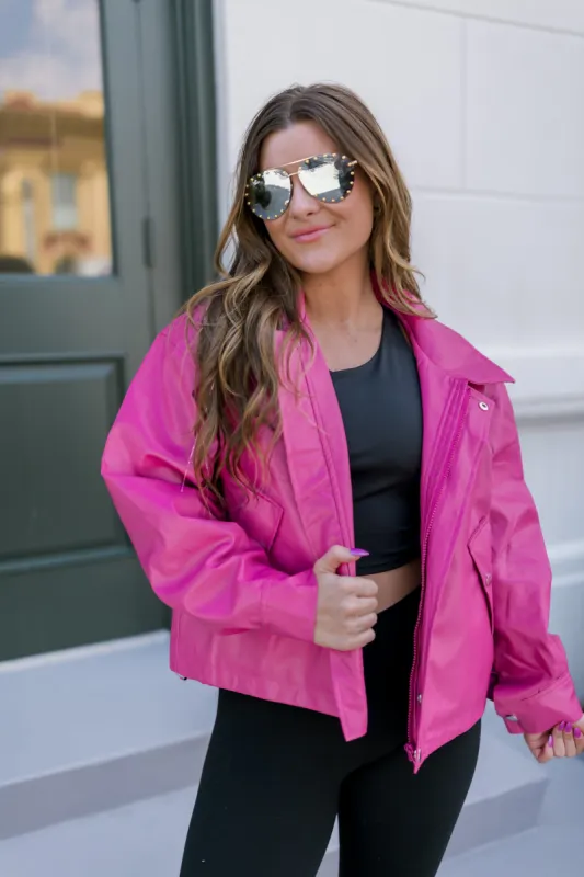 Felt The Chill Oversized Faux Leather Bomber Jacket sold by Bella Rose boutique