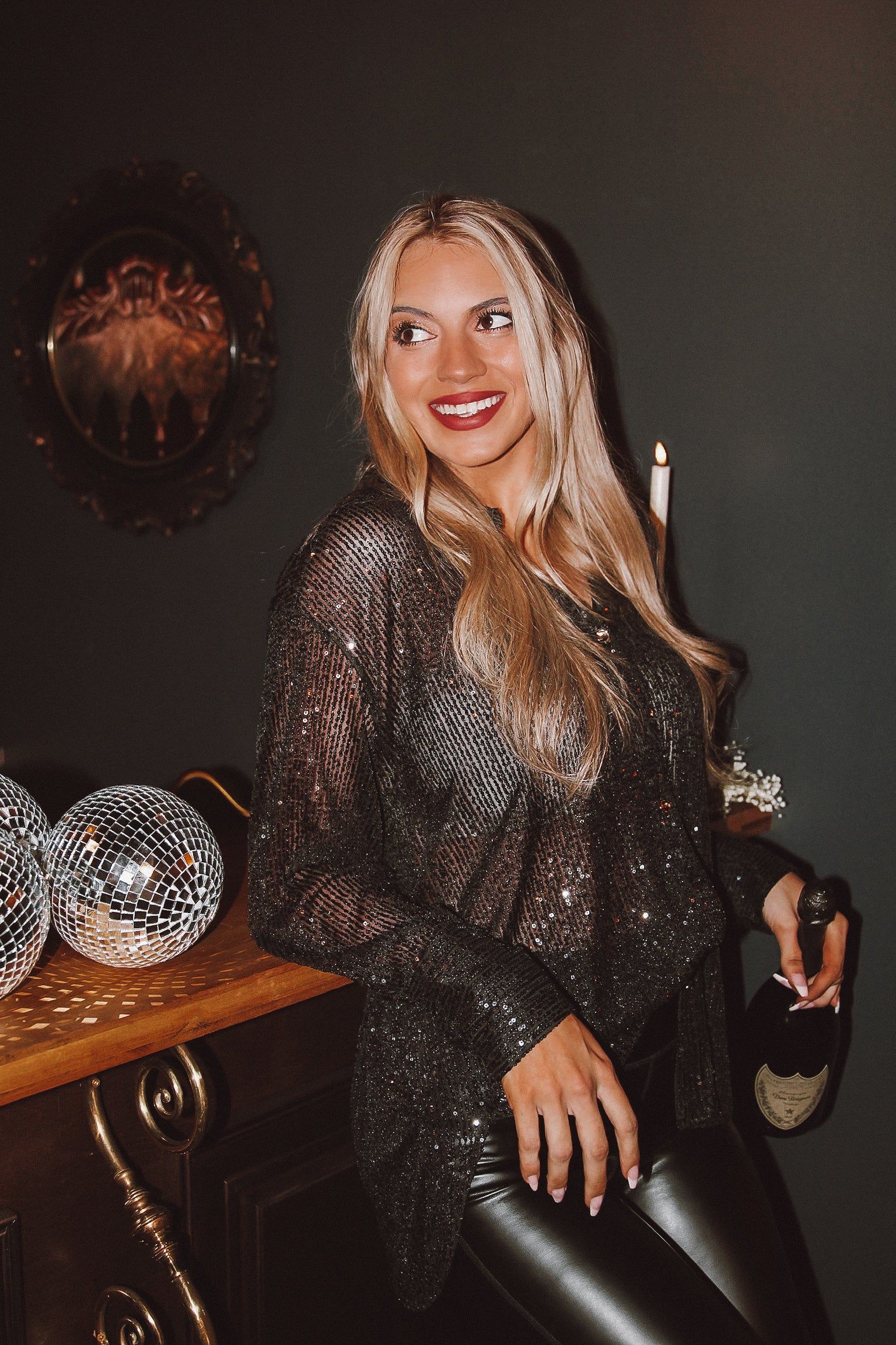 Keep Dazzling Sequin Blouse sold by Bella Rose boutique