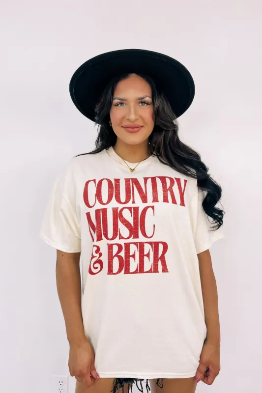 Country Music And Beer Graphic Top sold by Bella Rose boutique