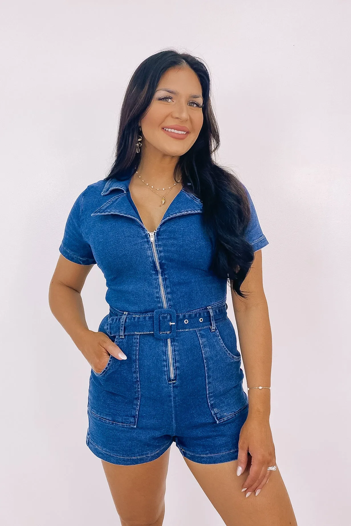 Thinkin' Bout Me Denim Romper sold by Bella Rose boutique product image thumbnail 2