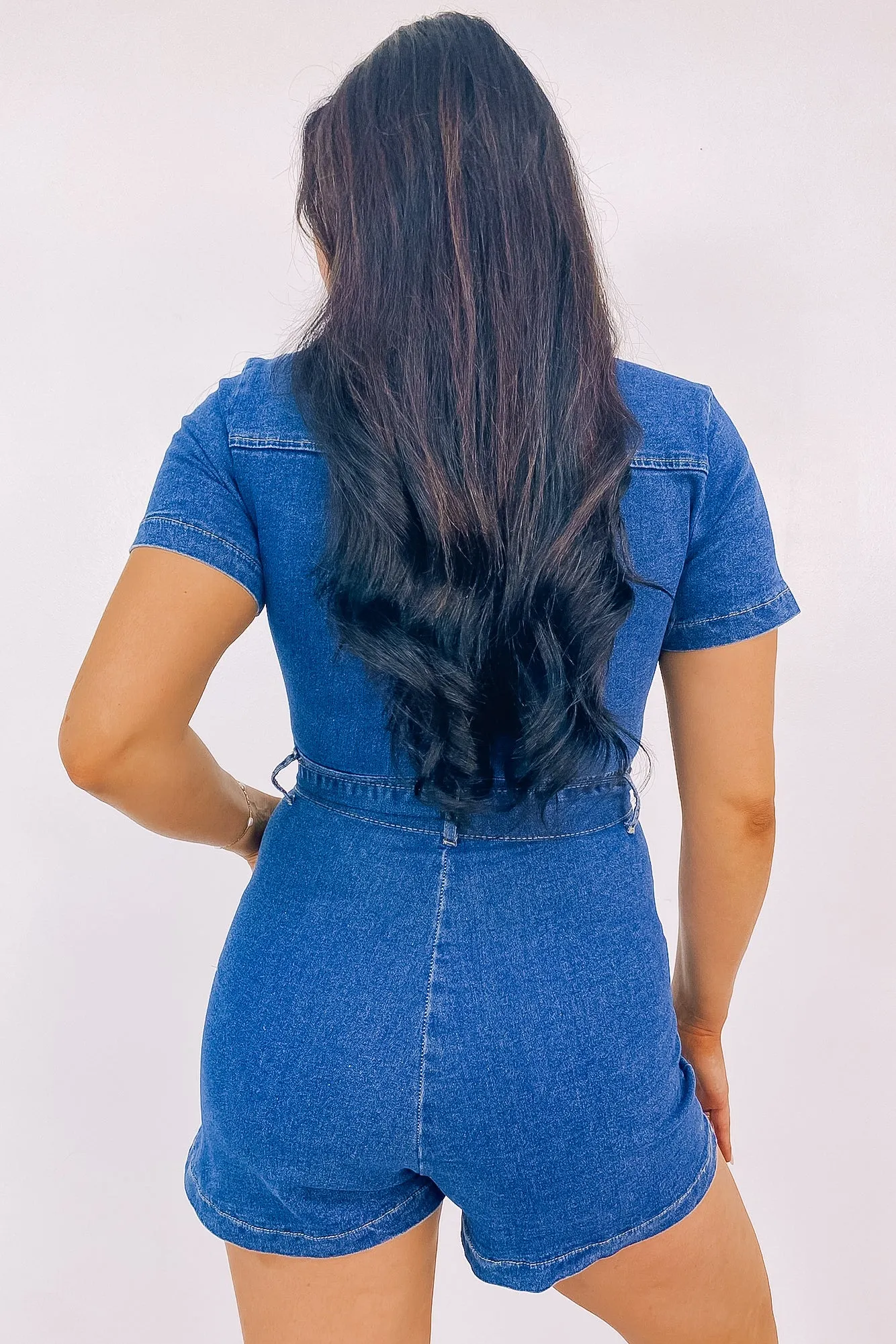 Thinkin' Bout Me Denim Romper sold by Bella Rose boutique product image thumbnail 5