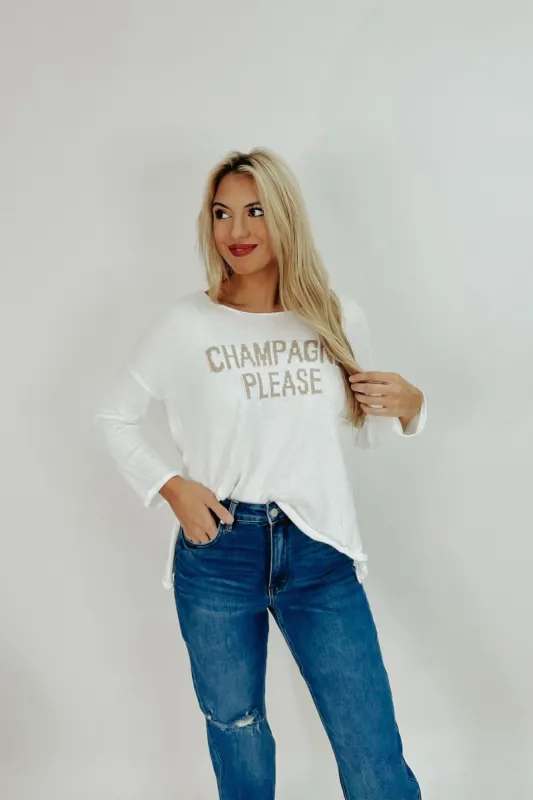 Champagne Please Knit Sweater sold by Bella Rose boutique