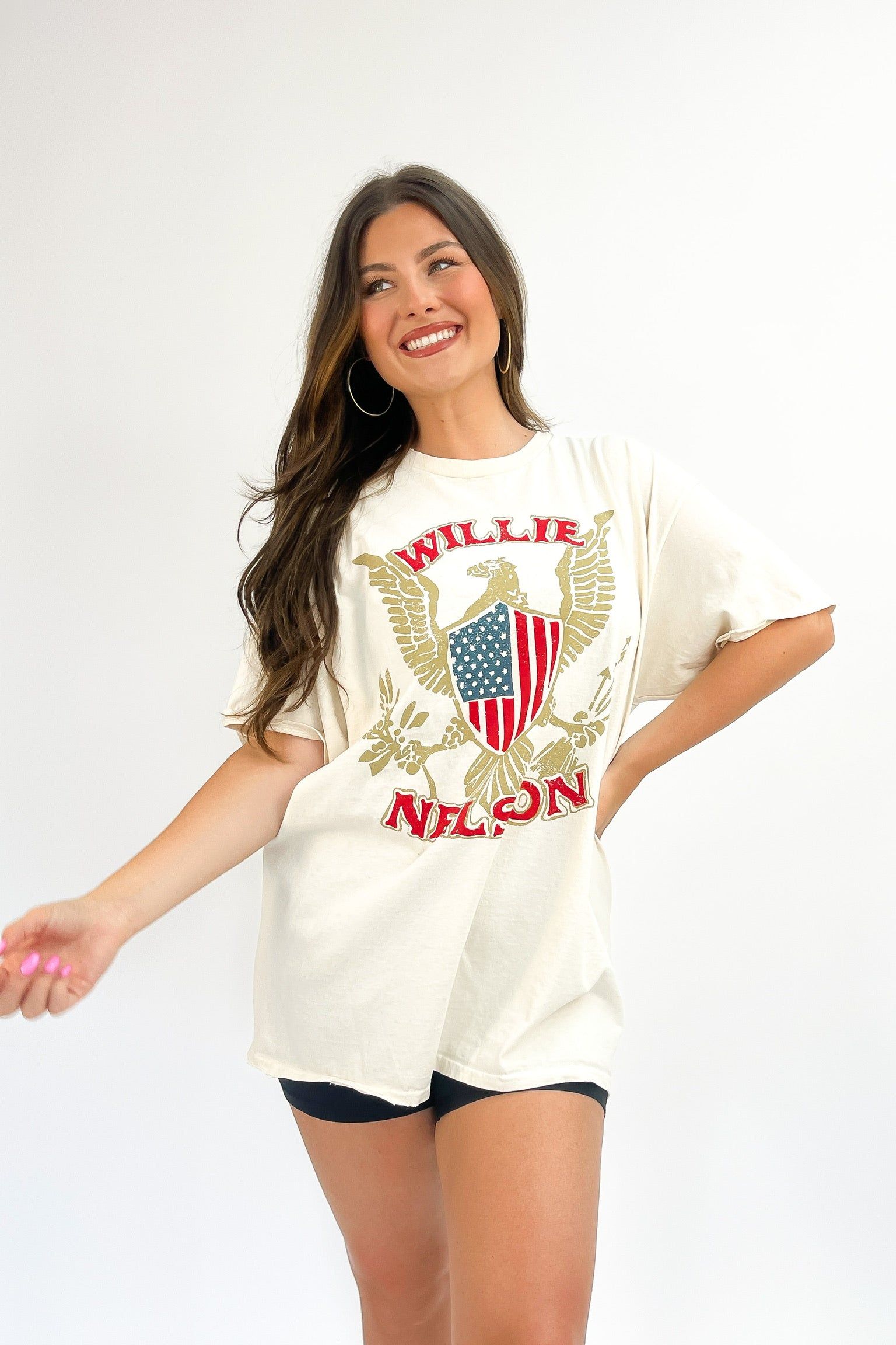 LivyLu Willie Nelson Eagle Shield Distressed Tee sold by Bella Rose boutique product image thumbnail 3