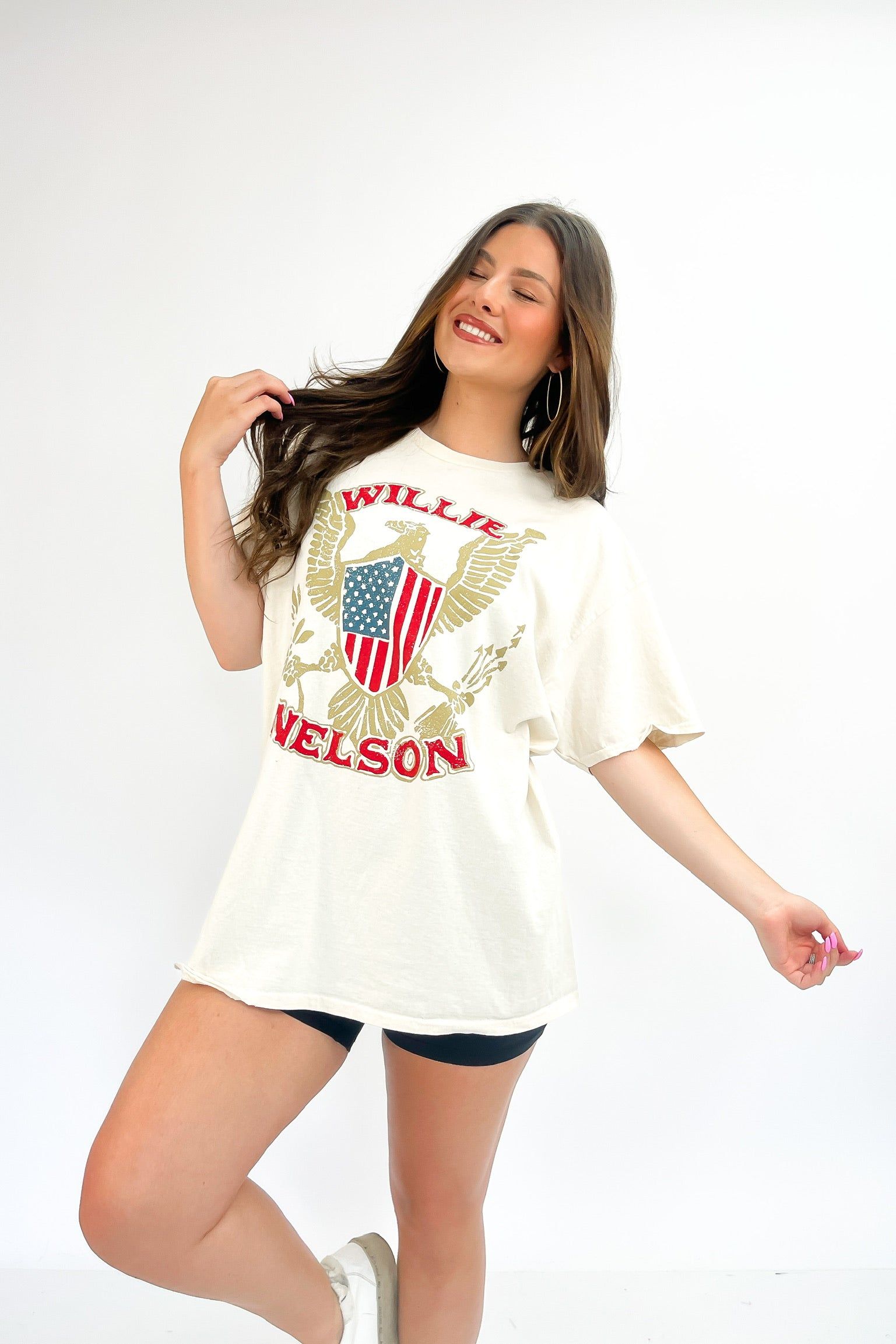 LivyLu Willie Nelson Eagle Shield Distressed Tee sold by Bella Rose boutique product image thumbnail 5