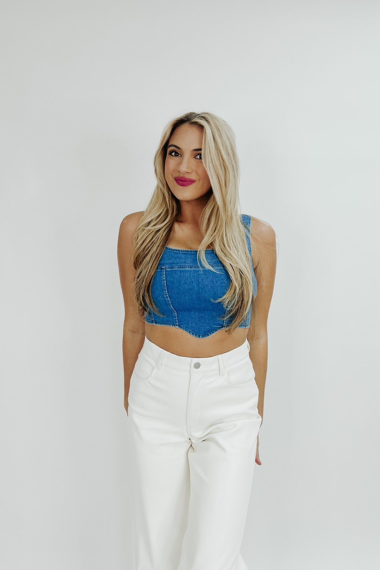 Obviously Effortless Denim Corset Crop Top sold by Bella Rose boutique product image thumbnail 4