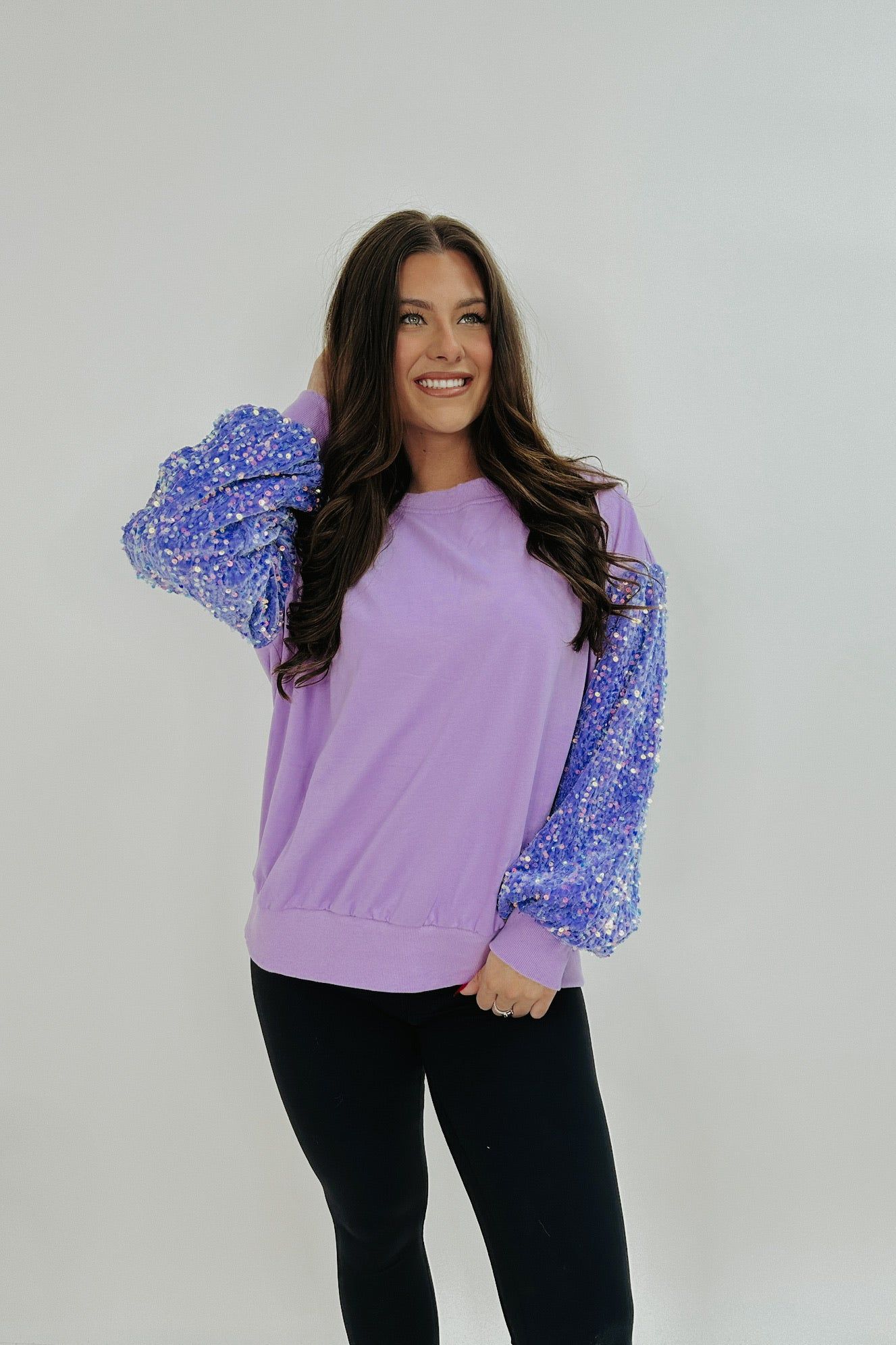 Asking For More Sequin Embellished Sweatshirt sold by Bella Rose boutique