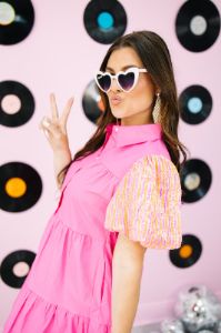 Steal Your Thunder Sequin Sleeve Dress sold by Bella Rose boutique