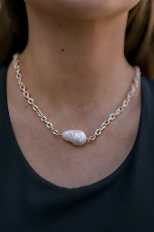 Freshwater Pearl Embellished Drop Necklace sold by Bella Rose boutique