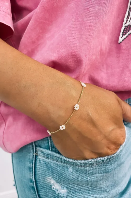 Adored Essence Gold Pearl Bracelet sold by Bella Rose boutique