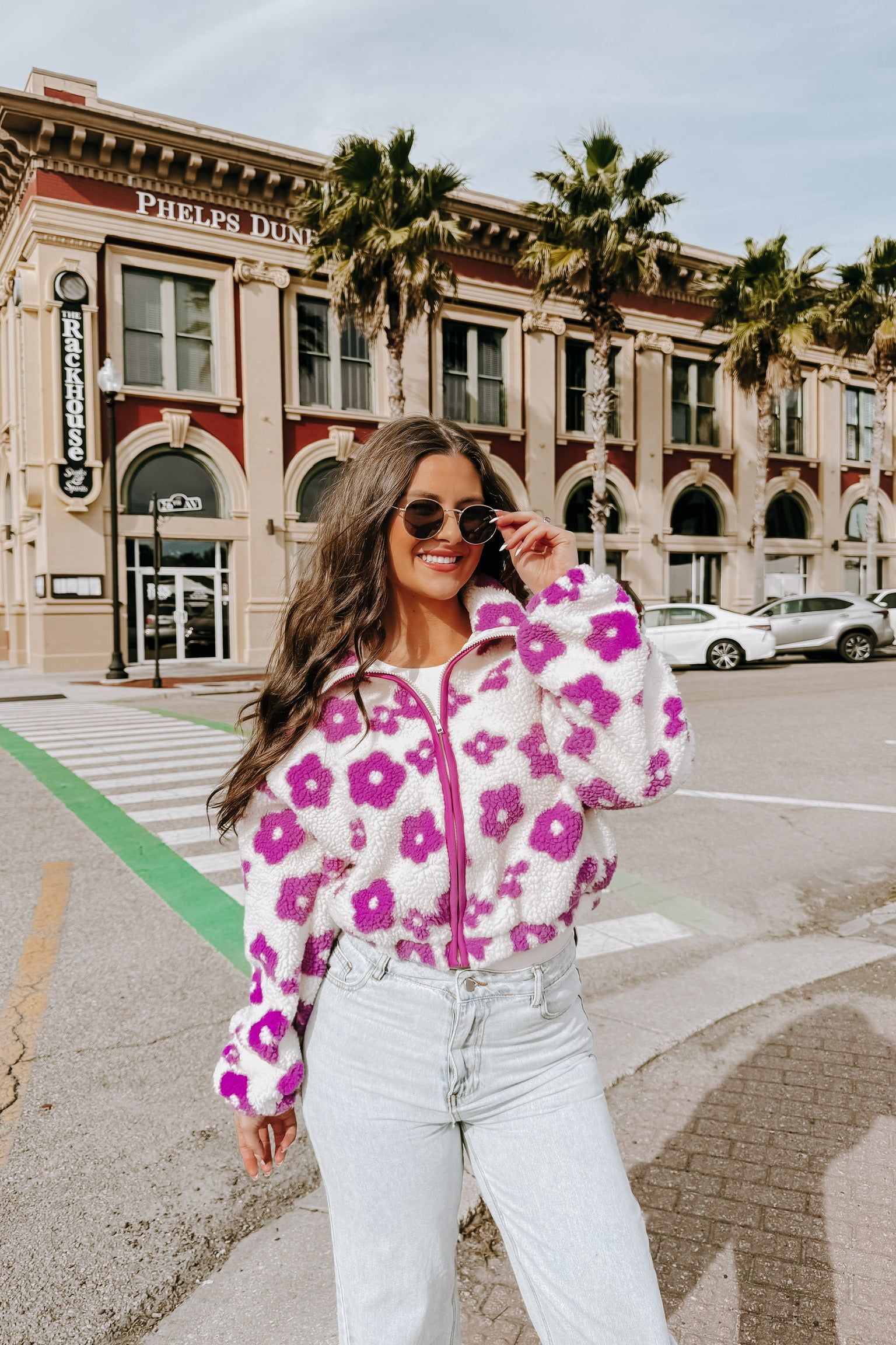 What A Cutie Cropped Floral Sherpa Jacket sold by Bella Rose boutique