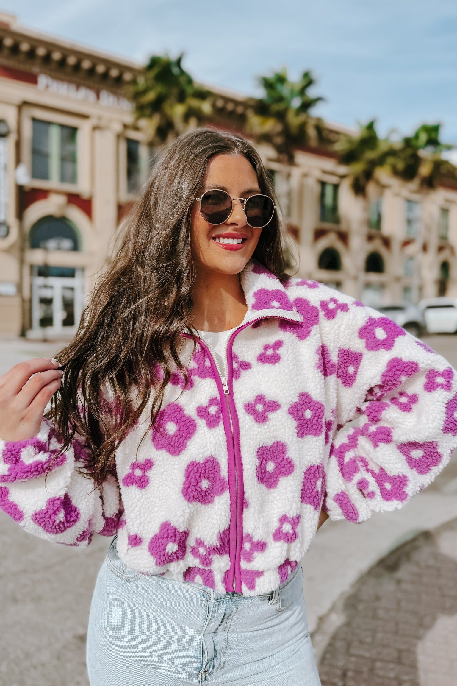 What A Cutie Cropped Floral Sherpa Jacket sold by Bella Rose boutique product image thumbnail 2