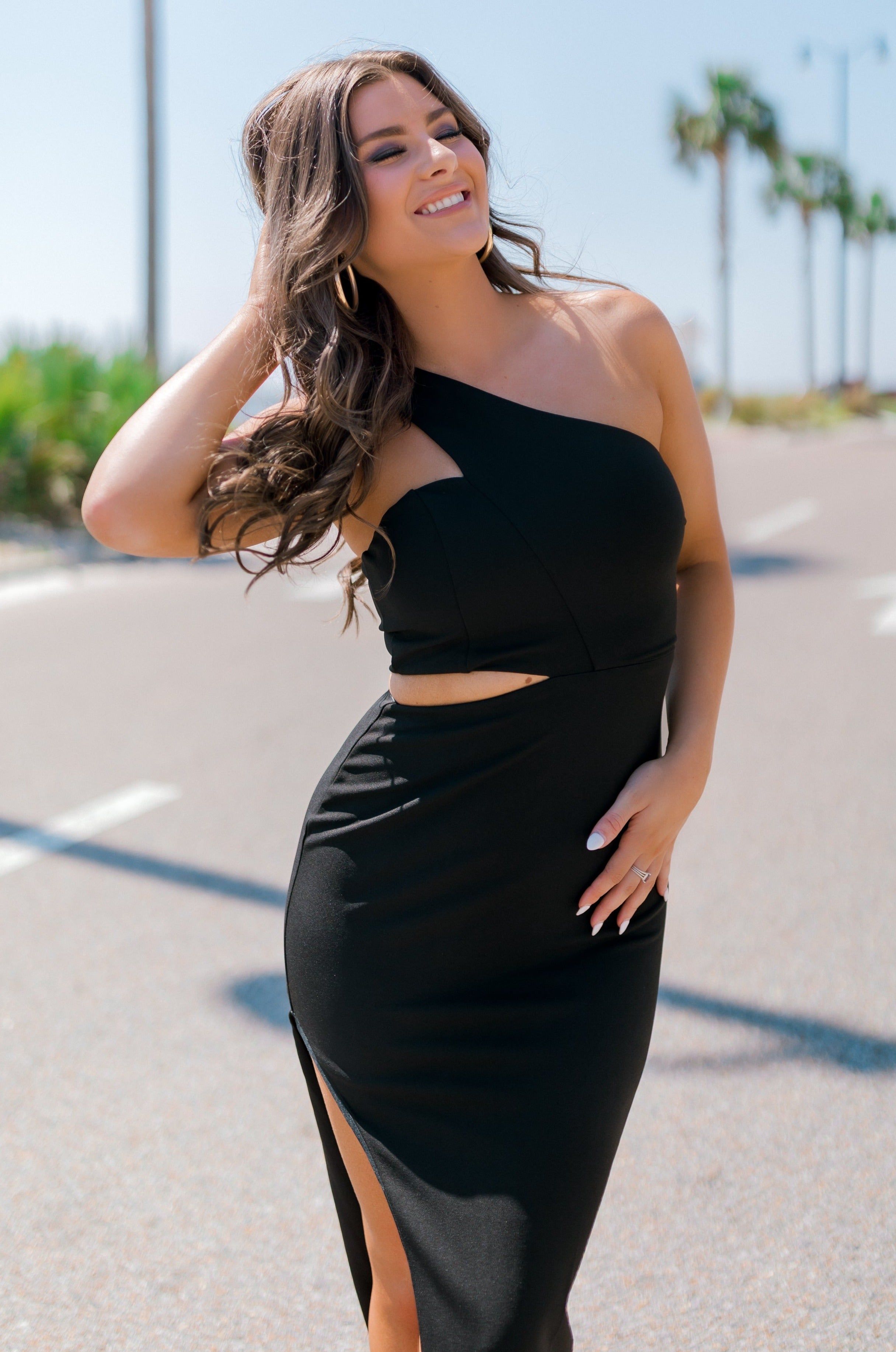 Safe With You One Shoulder Midi Dress (LAST ONE - Size Small) sold by Bella Rose boutique product image thumbnail 2