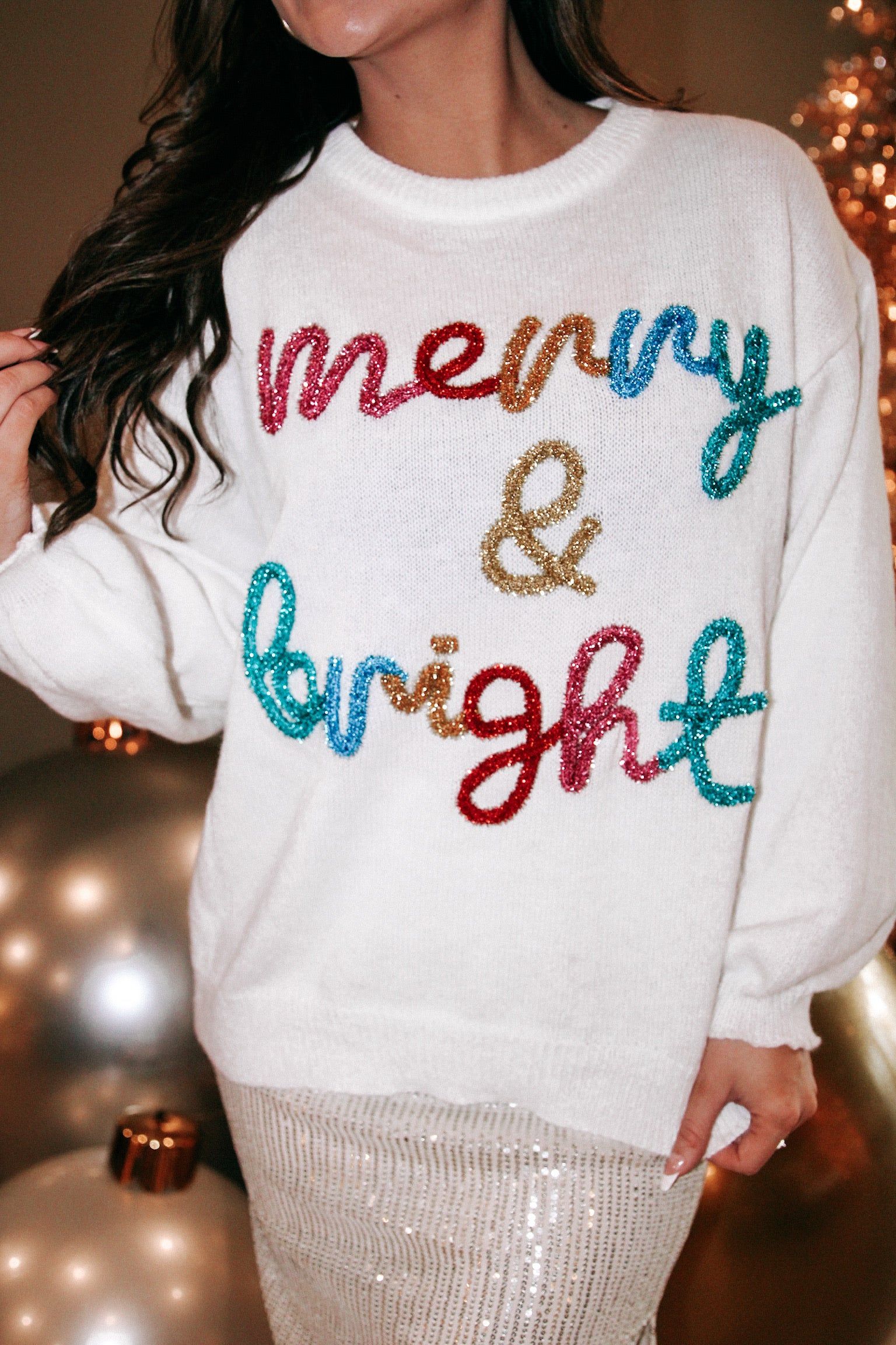Merry & Bright Tinsel Sweater sold by Bella Rose boutique product image thumbnail 3