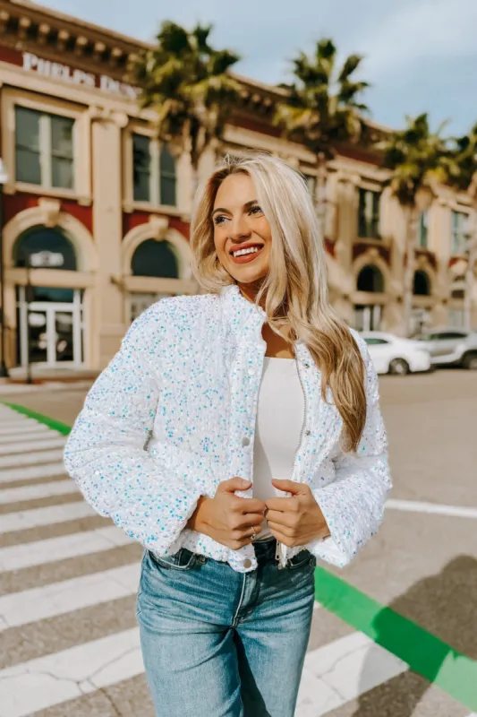 Undoubtedly Cute Sequin Puffer Jacket sold by Bella Rose boutique