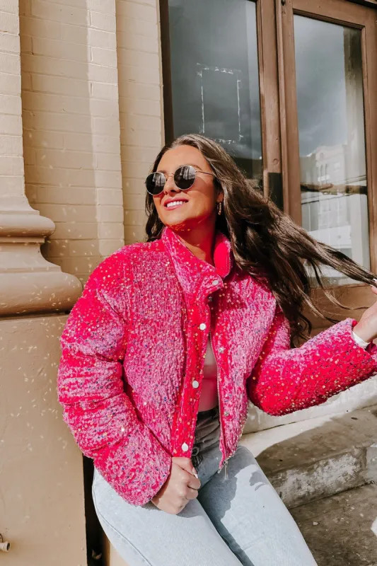 Undoubtedly Cute Sequin Puffer Jacket sold by Bella Rose boutique