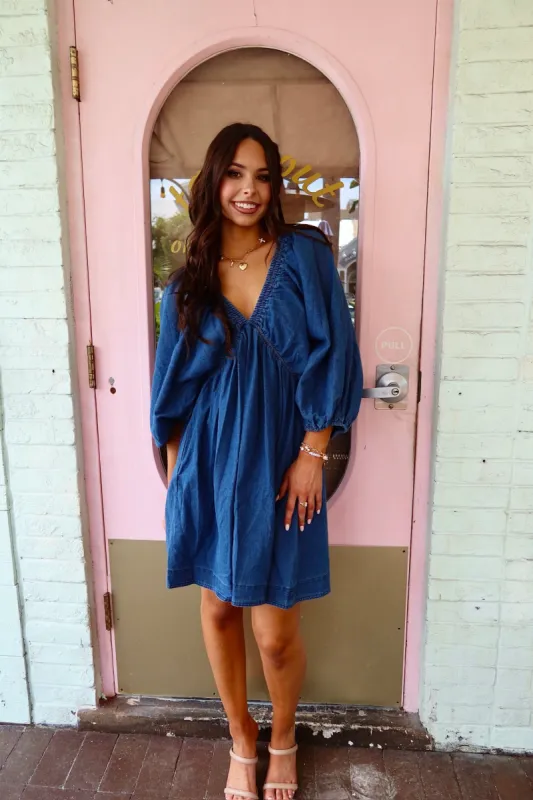 Make It Real Denim Dress sold by Bella Rose boutique