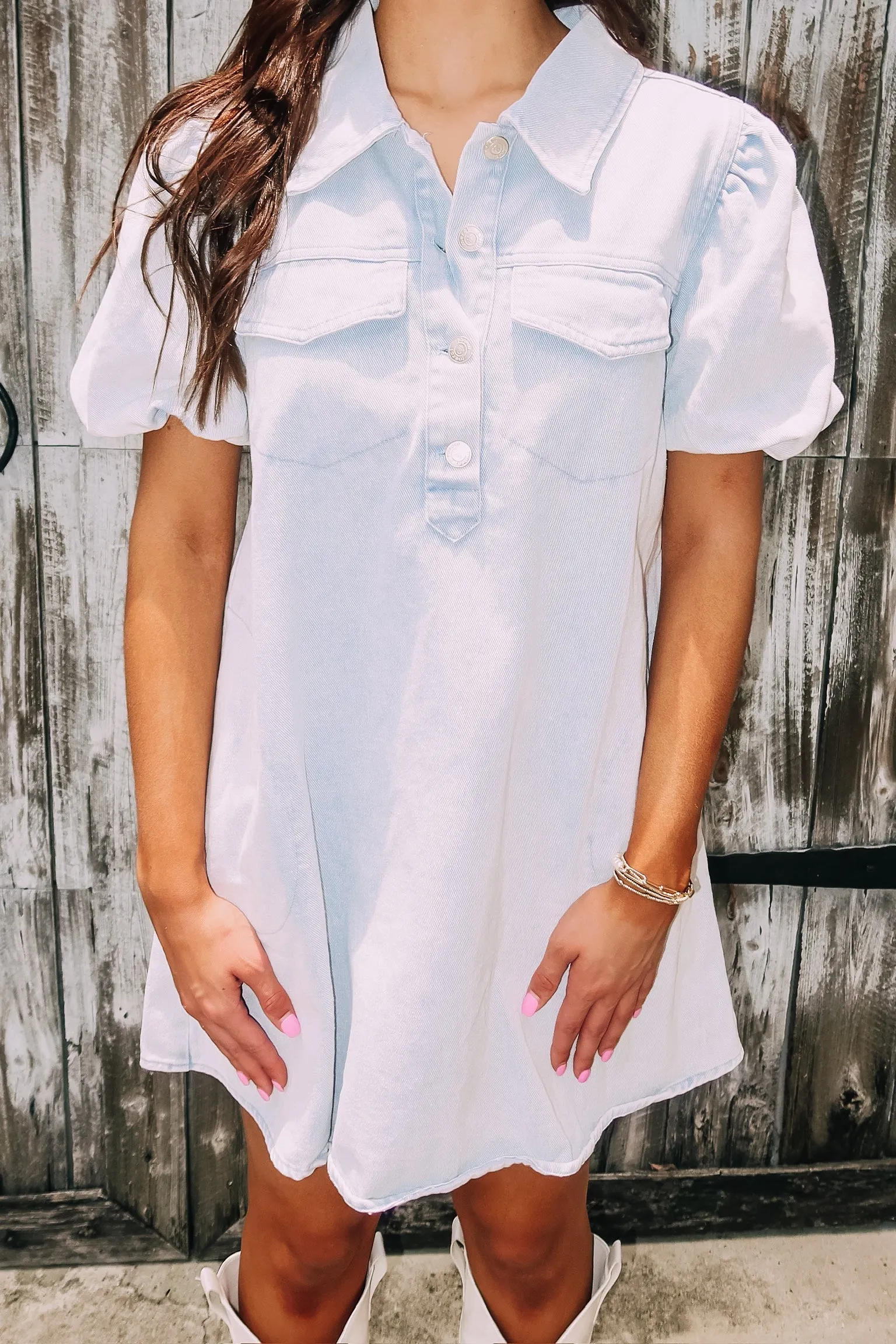 Jumping To Conclusions Denim Mini Dress sold by Bella Rose boutique product image thumbnail 2