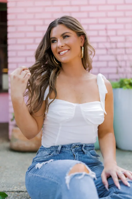 Perfectly Dainty Bustier Crop Top (LAST ONE - SIZE LARGE) sold by Bella Rose boutique