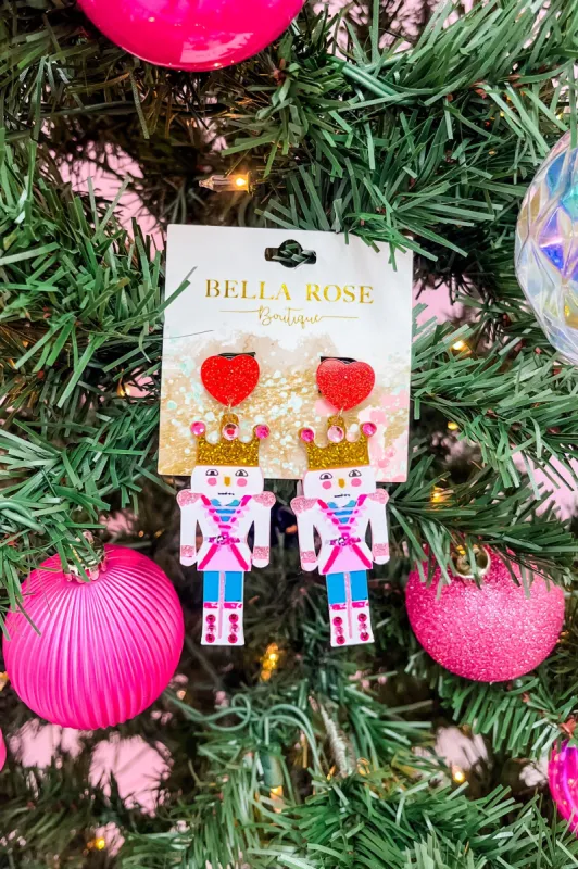 Glitzy Nutcracker Acrylic Earrings sold by Bella Rose boutique