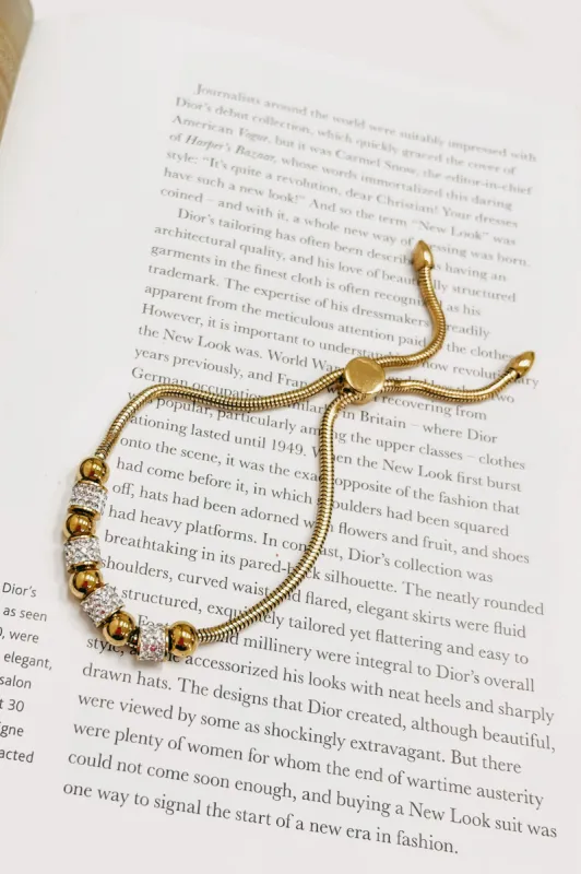Beaded CZ Strand Adjustable Bracelet sold by Bella Rose boutique