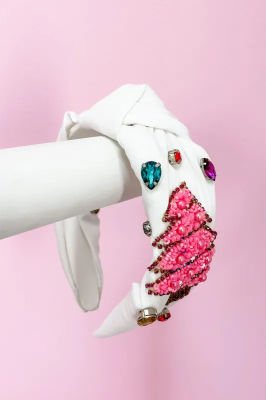 Pink Christmas Tree Embellished Knot Headband sold by Bella Rose boutique