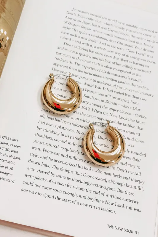 Gold Chunky Round Tubular Hoop Earrings sold by Bella Rose boutique