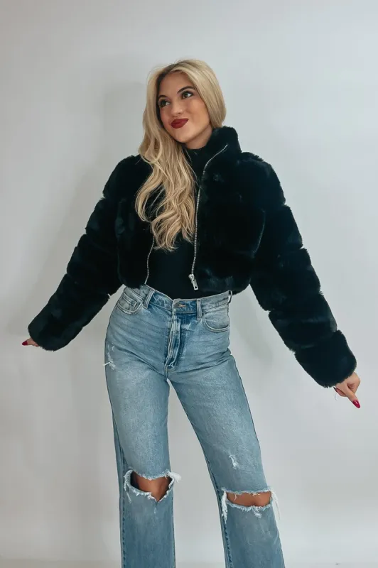 Glam Attitude Faux Fur Jacket sold by Bella Rose boutique